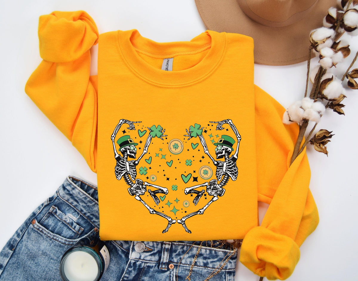 St Patrick39s Day Shirt St Patrick39s Sweatshirt Dancing Skeletons Drink Beer Shirt Irish Skeleton Shirt St Patrick39s Day Gift Sweatshirt – Easygoing Wear · Perfect For Daily Wear