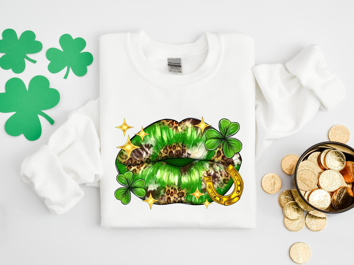 Shamrock Lips Sweatshirt Lips Shirt Gifts For Her Cute St Patricks Day Tee Cute Patrick39s Day Irish Lips Tee Saint Patrick39s Sweatshirt – Aesthetic Look · Perfect For Daily Wear