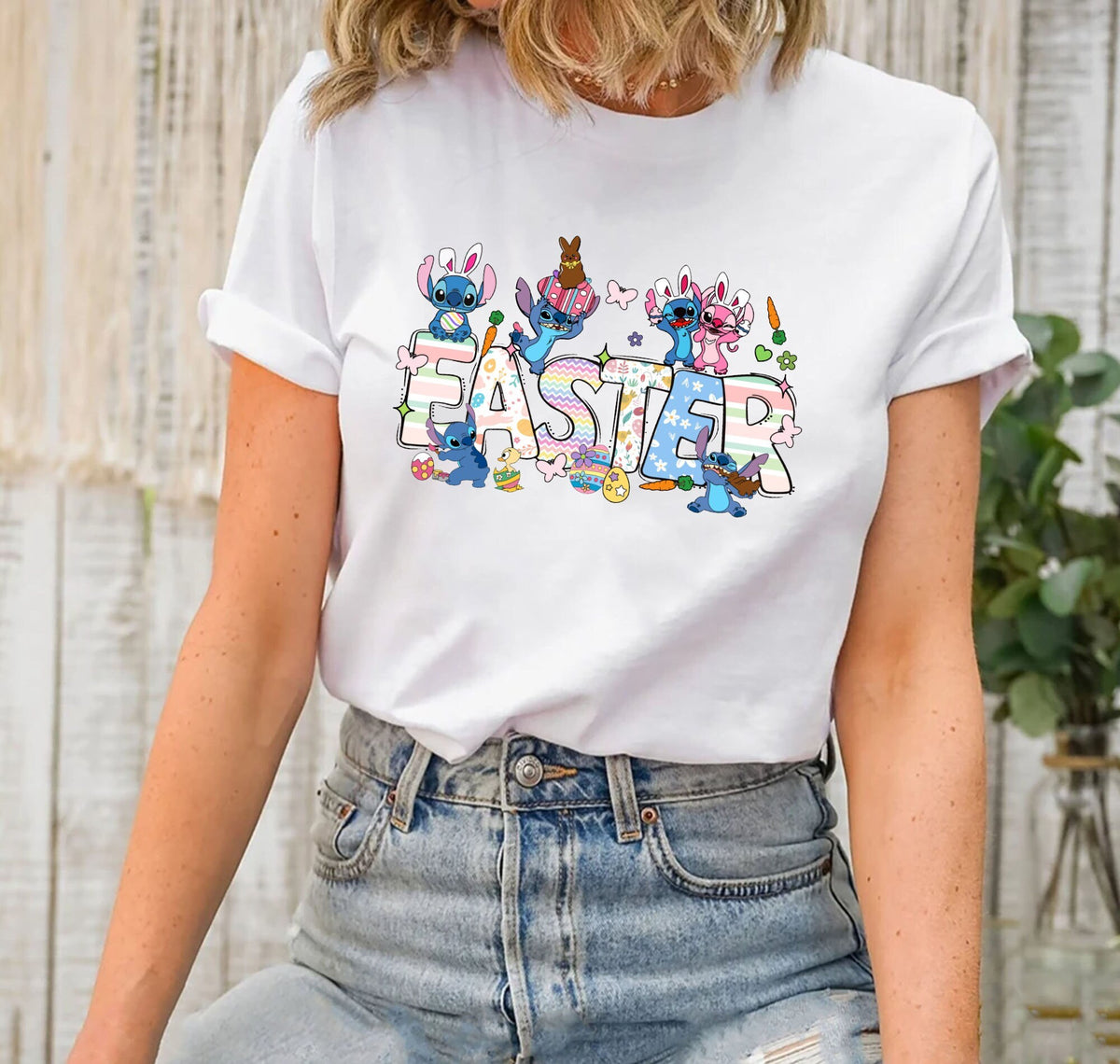 Stitch Happy Easter Shirt Stitch and Angel Easter Disney Easter Shirt Stitch Bunny Shirt Disney Happy Easter Shirt Kids Easter Shirt Graphic Tee – Easygoing Wear · High-Quality Print