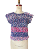 Razzle Me Womens Sweater Purple Pink Striped Crochet Knitted Cap Sleeves M Graphic Tee – Easygoing Wear · Great Gift For Fans