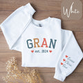 Personalized Gran Sweatshirt or T Shirt Gran Est Shirt Gran Shirt with Names Sleeve Writing Gran Gifts Gran Established Sweatshirt Sweatshirt – Cozy Vibes · High-Quality Print