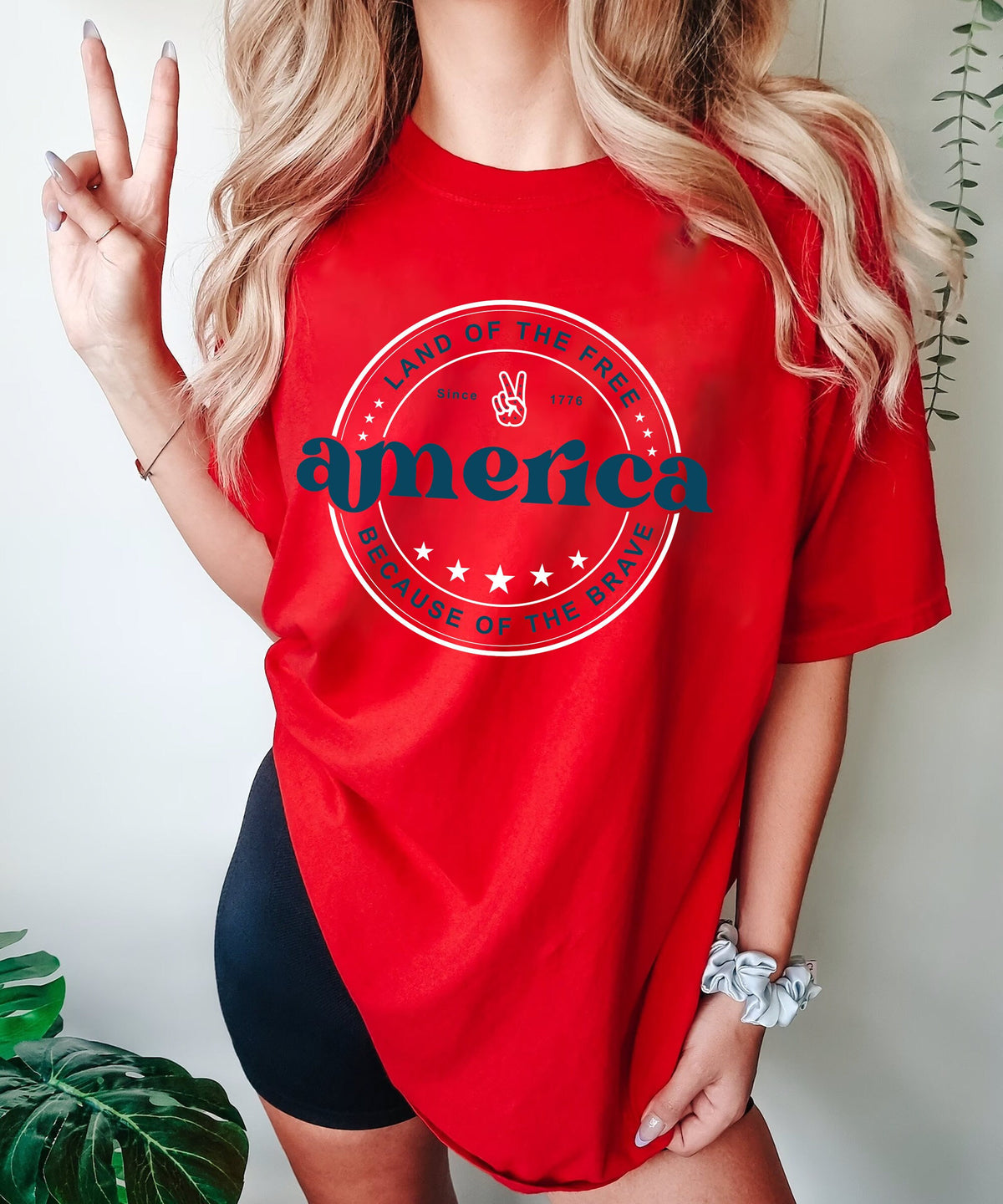 America T Shirt Land Of The Free Because Of The Brave Shirt Retro Star USA Graphic Tee Star American Graphic Tee Graphic Tee – Easygoing Wear · High-Quality Print