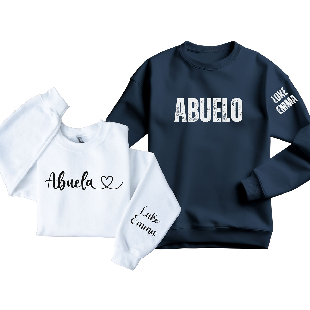 Abuela and Abuelo Shirts with Grandkids Names Personalized Abuela and Abuelo Sweatshirts with Sleeve Writing Abuela and Abuelo Gifts Sweatshirt – Warm & Stylish · Perfect For Daily Wear
