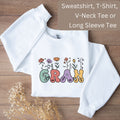Personalized Gran V Neck Tee T Shirt or Sweatshirt Gran Long Sleeve T Shirt Gift for Gran Custom Gran Shirt with Names Gran Wildflowers Sweatshirt – Aesthetic Look · High-Quality Print