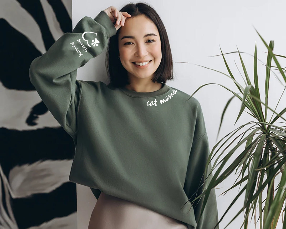 Personalized Cat Paw Sweatshirt Custom Cat Mama Shirt Gift for Mama Sweatshirt Christmas Gift for Mama Cat Mom Sweatshirt – Everyday Comfort · Top Pick For Any Outfit