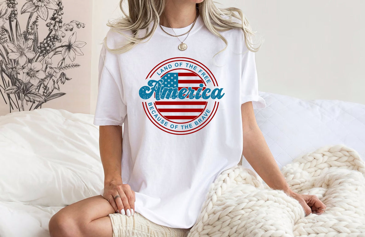 America Retro T Shirt Land Of The Free Because Of The Brave Shirt Retro Star USA Graphic Tee Star American Graphic Tee Graphic Tee – Premium Graphic · Must-Have Style