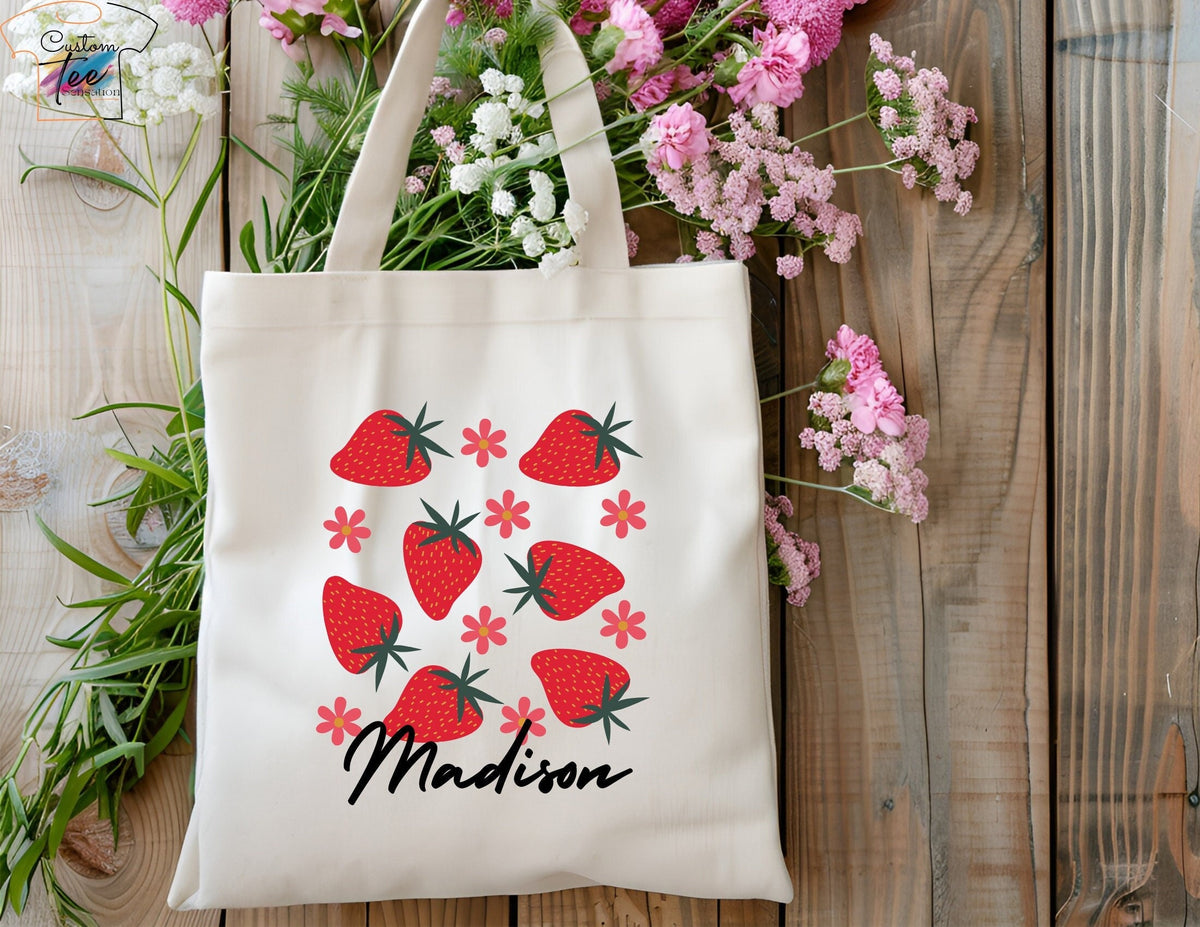 Custom Name Tote Bag Summer Holiday Bag Custom Summer Bag Initial Tote Bag Cute Gift for Her Custom Canvas Tote Logo Full Color Tote Bag – Premium Graphic · Great Gift For Fans