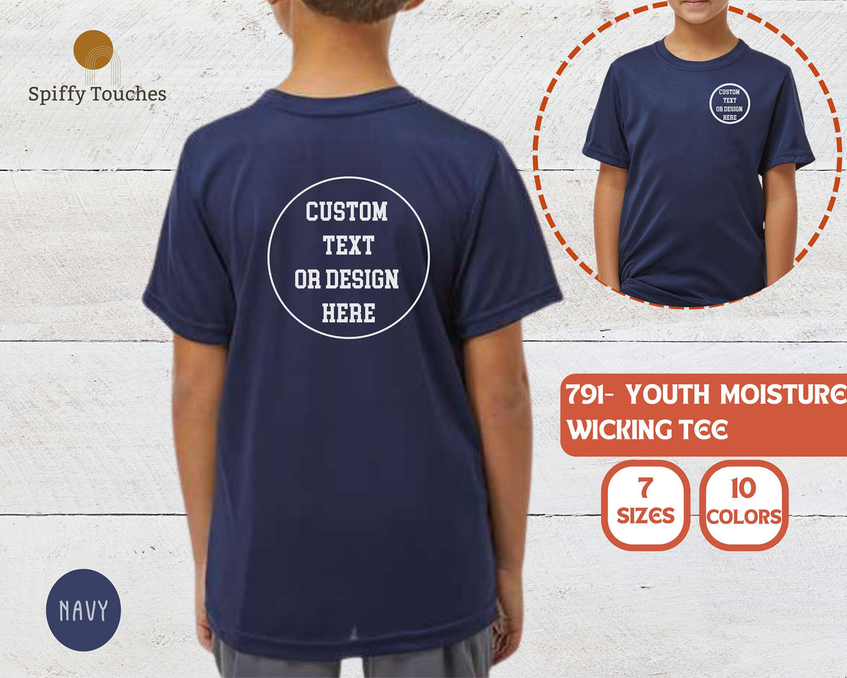 Youth Custom Performance Shirt Add Your Own Text Custom Personalized Wicking T Shirt Attain Wicking Shirt 791 Moisture Wicking Tee Graphic Tee – Bold Style · Great Gift For Fans