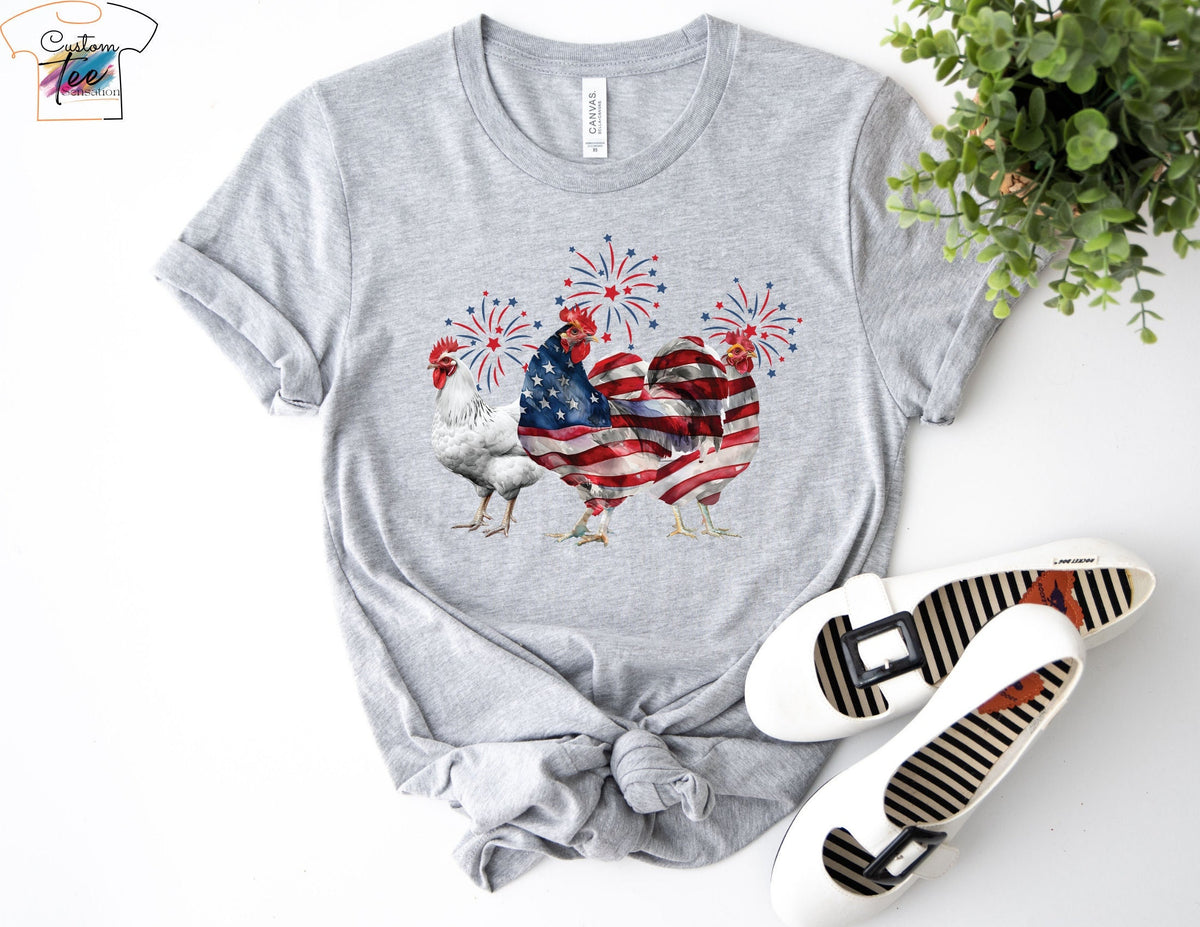 American Chicken t Shirt Funny 4th of July Shirts American T shirt Independence Day Tee Freedom Shirt Womens Fourth of July Graphic Tee – Fan Favorite · Great Gift For Fans