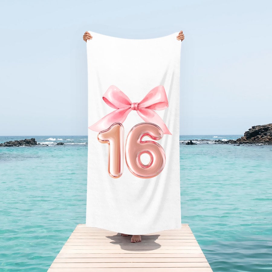 16 Pink Bow Coquette Beach Towel Sweet 16 Beach Towel Coquette Bow Beach Towel Pink Luxury Large Towel for Beach and Pool Graphic Tee – Fan Favorite · Must-Have Style