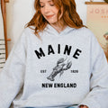 Vintage Maine Hooded Sweatshirt New England Lobster Pullover Maine State Symbolic College Jumper Retro Maine Pullover New England Hoodie Hoodie – Soft Feel · Perfect For Daily Wear
