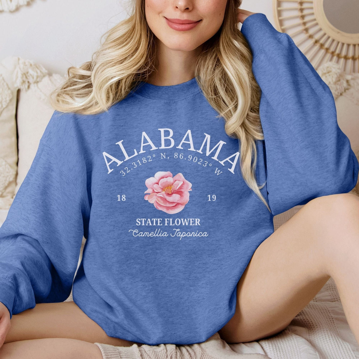 Alabama Camellia Sweatshirt Vintage Flower State Crewneck Cotton State Pride Pullover Alabama State Flower Sweater College Sweater Sweatshirt – Soft Feel · Great Gift For Fans