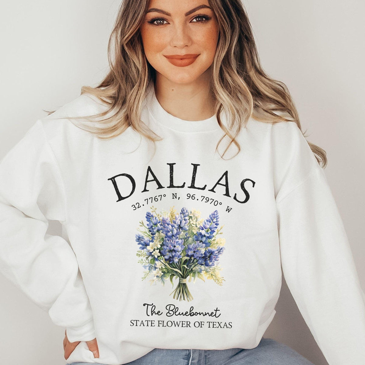 Dallas Texas Bluebonnet Sweatshirt Dallas Wildflower Crewneck Pullover Sweater Bluebonnet Texas Souvenirs Texas State Flowers Sweatshirt – Premium Graphic · Perfect For Daily Wear