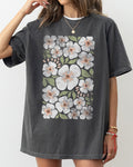 White Autumn Flowers Botanical Retro Fall Floral Shirt Comfort Colors Tee Graphic Tee – Cozy Vibes · Top Pick For Any Outfit