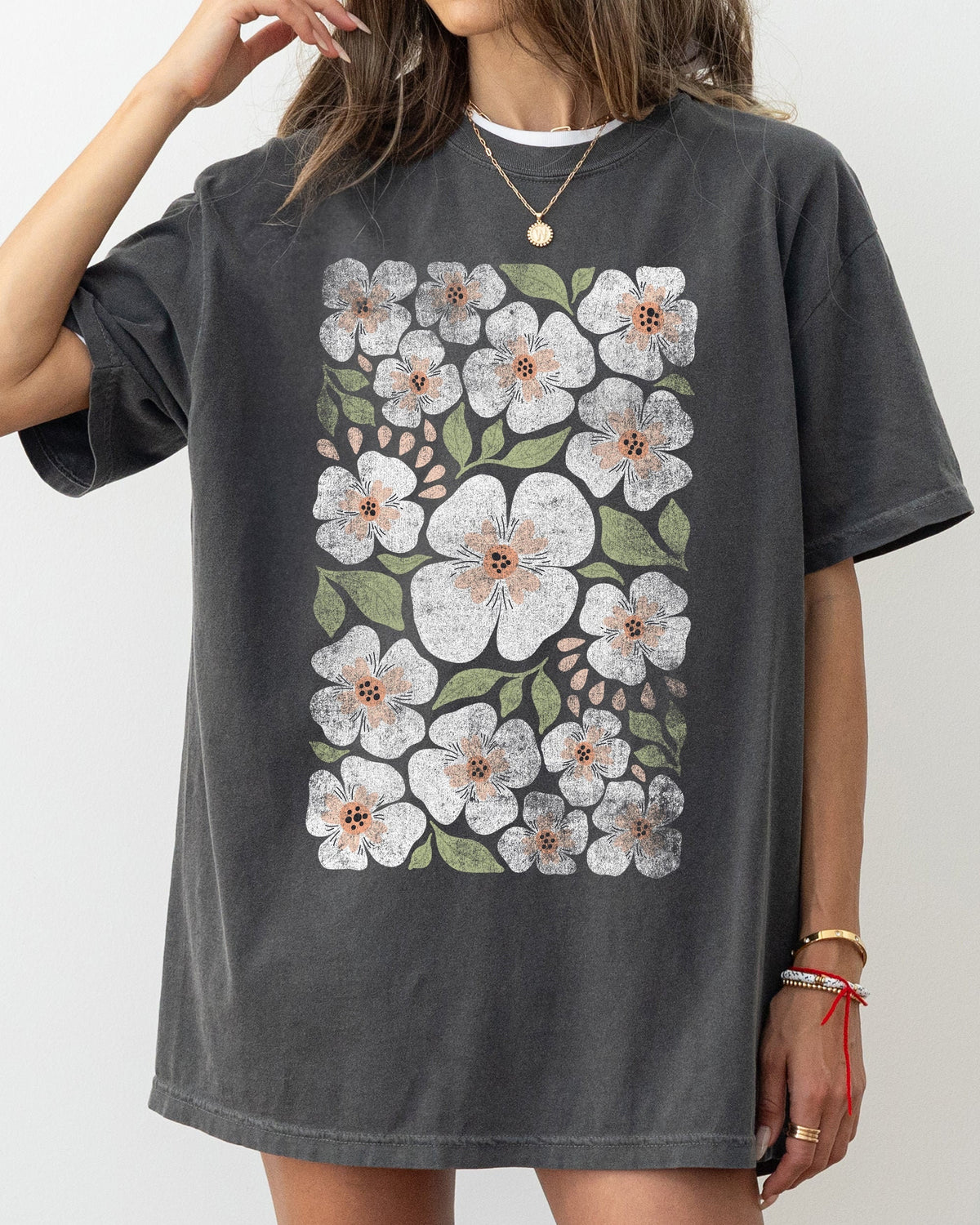 White Autumn Flowers Botanical Retro Fall Floral Shirt Comfort Colors Tee Graphic Tee – Cozy Vibes · Top Pick For Any Outfit