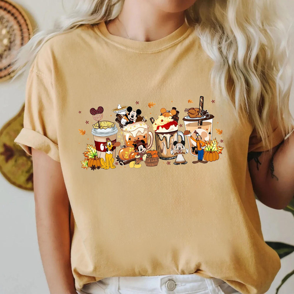 Fall Coffee Shirt Cute Halloween Fall Shirt Mouse Ears Coffee Lover Shirt Pumpkin Spice Latte Drink Cup PSL Lover Thanksgiving Shirt Graphic Tee – Premium Graphic · Must-Have Style