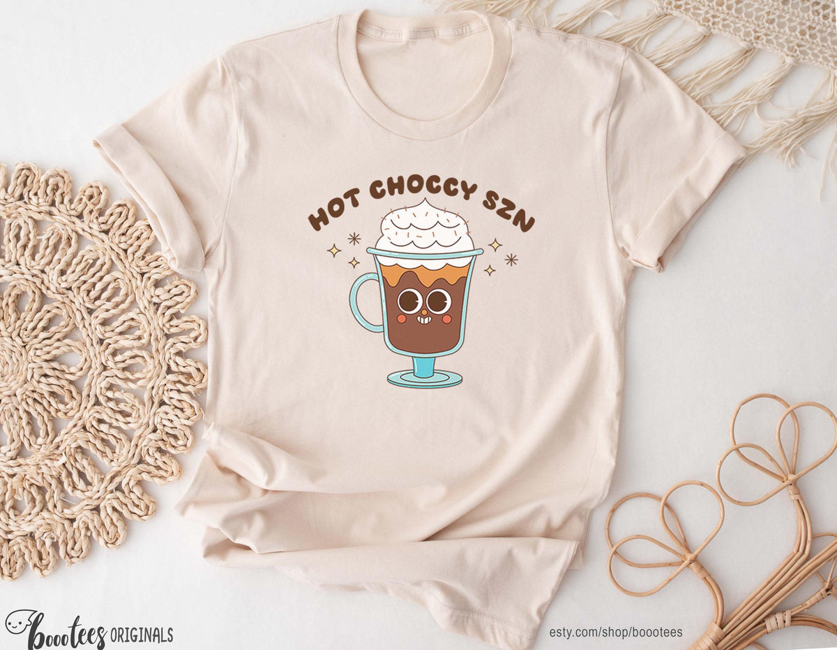 Cute Hot Chocolate Shirt Kawaii Kids Fall Gift Idea Spooky Retro Pumpkin Spice T shirt Tshirt Tee Tees T Present For Autumn Latte Lover Graphic Tee – Aesthetic Look · Must-Have Style