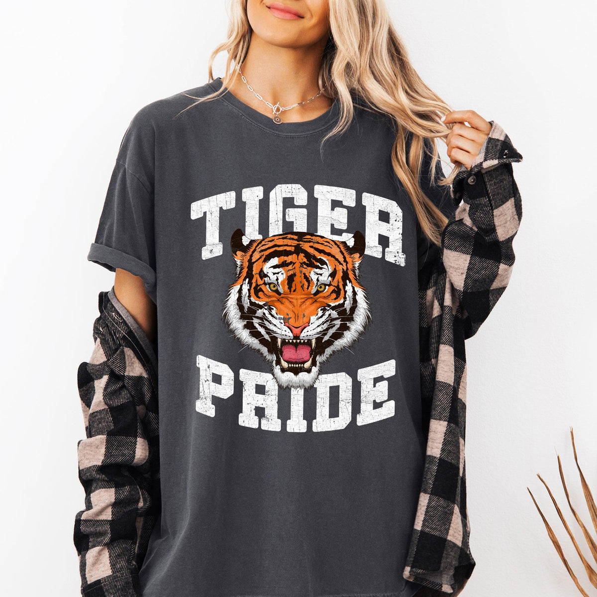 Tiger Pride Football Sports Game Day Big Game Touchdown Tailgate Party Comfort Colors Tshirt Tee Graphic Tee – Soft Feel · Great Gift For Fans