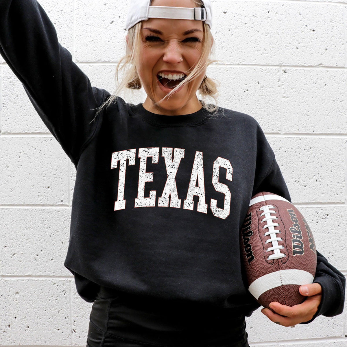 Texas Football Sports Game Day Big Game Touchdown Tailgate Party University College State Sweatshirt Crew Neck Team Sweatshirt – Cozy Vibes · High-Quality Print