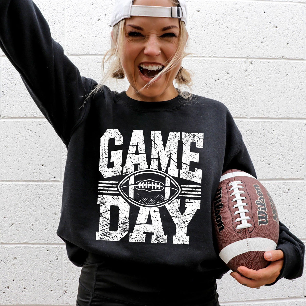 Game Day Varsity Football Sports Big Game Touchdown Tailgate Party Sweatshirt Crew Neck Team Sweatshirt – Soft Feel · Great Gift For Fans