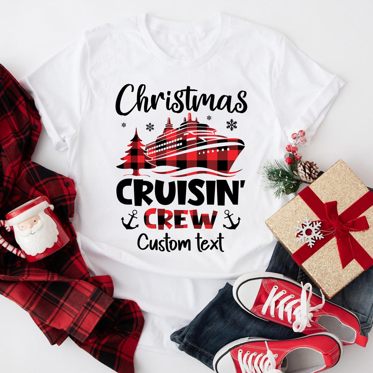 Christmas Buffalo Plaid Cruising Crew Tshirt Custom Christmas Cruisin Crew Tee Personalized Xmas Cruising Crew Gift Christmas Cruise Tee Graphic Tee – Soft Feel · Must-Have Style