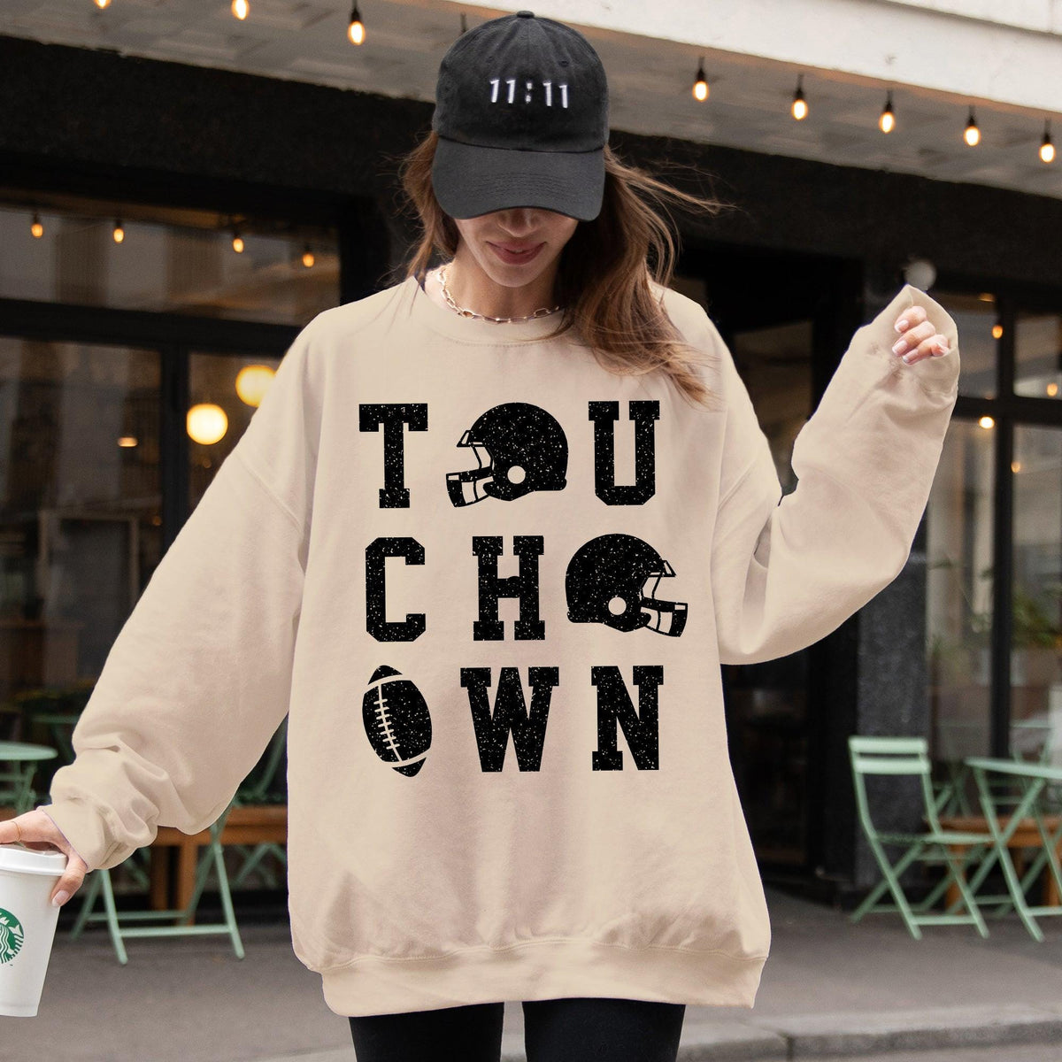 Touchdown Helmet Football Sports Game Day Big Game Tailgate Party Sweatshirt Crew Neck Team Sweatshirt – Aesthetic Look · Trending Graphic Apparel