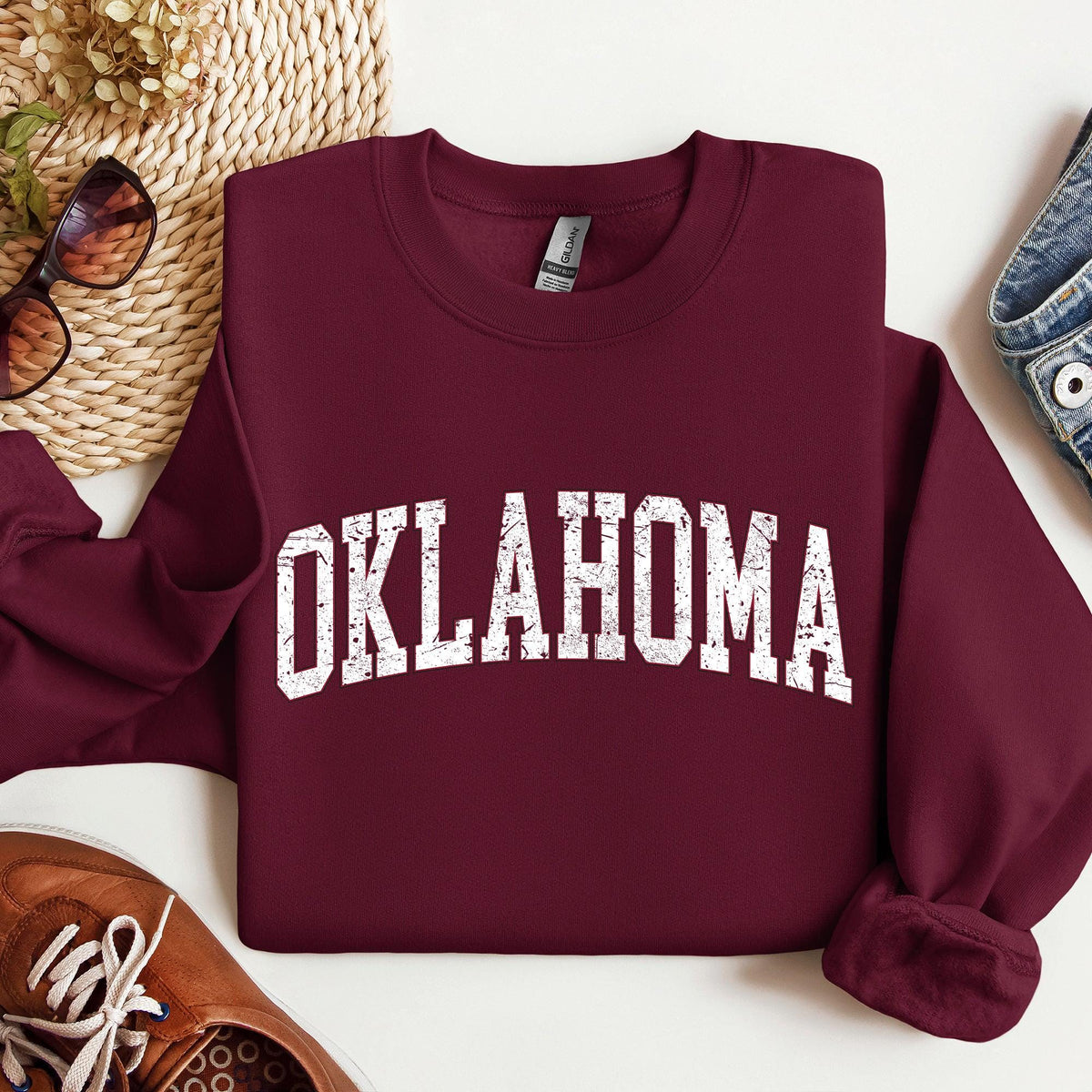 Oklahoma Football Sports Game Day Big Game Touchdown Tailgate Party University College State Sweatshirt Crew Neck Team Sweatshirt – Soft Feel · High-Quality Print