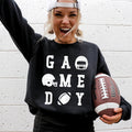 Game Day Football Helmet Sports Big Game Touchdown Tailgate Party Sweatshirt Crew Neck Team Sweatshirt – Cozy Vibes · High-Quality Print