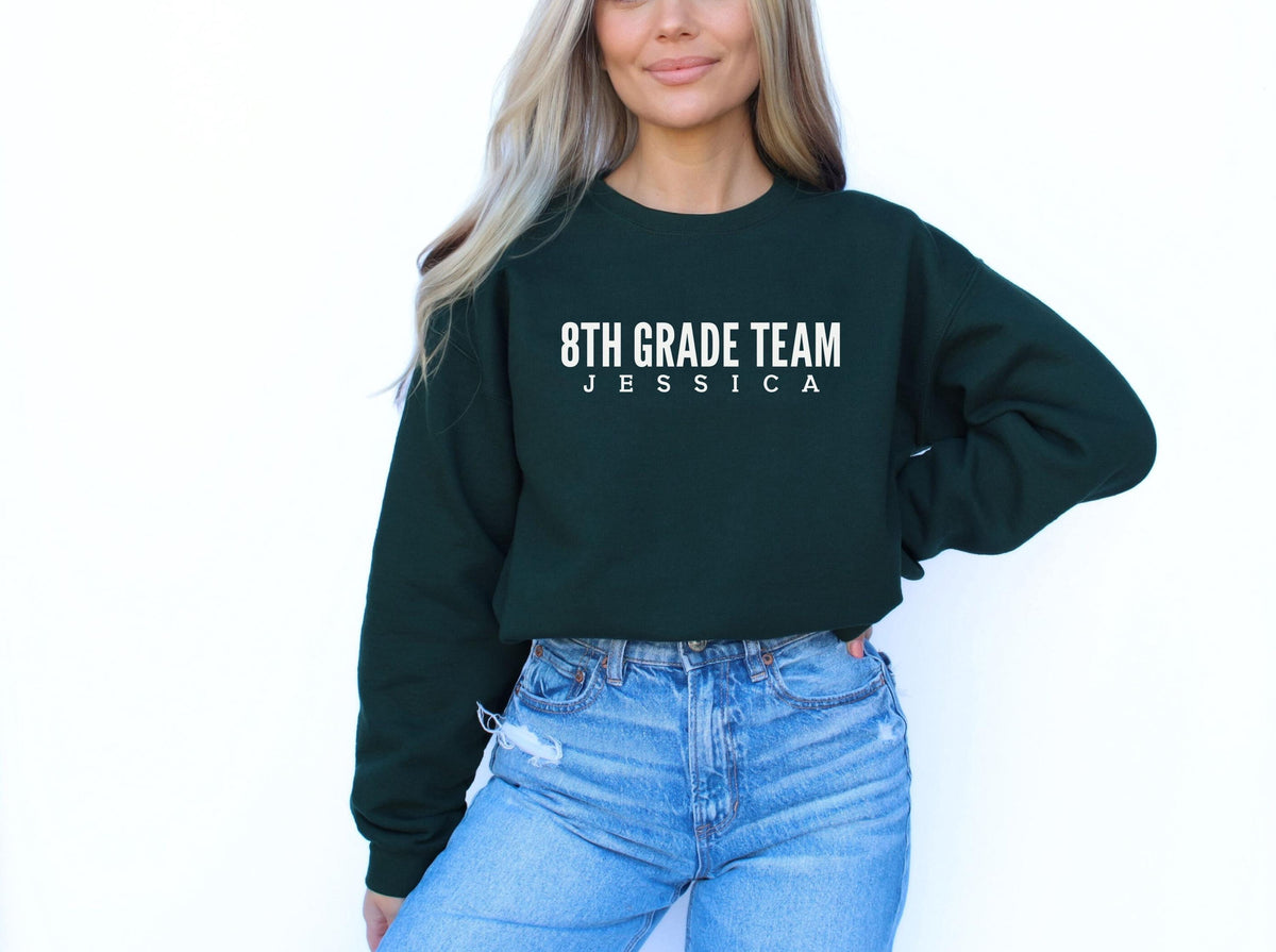 8th Grade team shirt sweatshirt hoodie long sleeve gift Personalized Eighth grade teacher squad back to school Hoodie – Soft Feel · Top Pick For Any Outfit