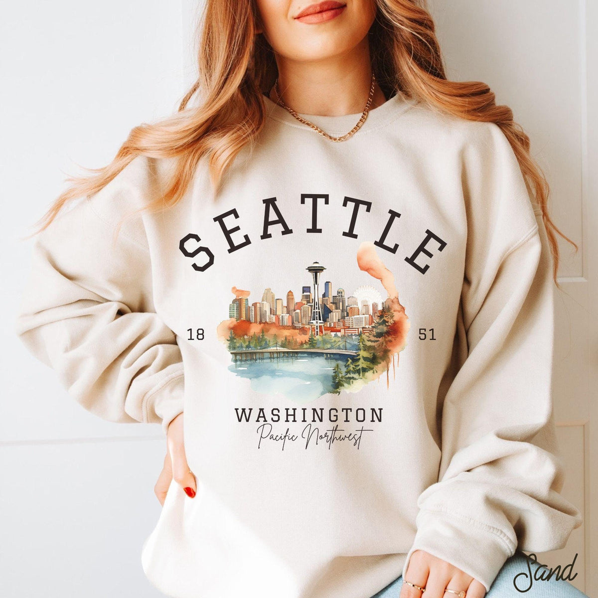 Seattle Cityscape Unisex Sweatshirt Seattle Washington Vacation Sweatshirt Seattle Sketch Sweater Iconic PNW Seattle Landmark Sweater Sweatshirt – Premium Graphic · Great Gift For Fans