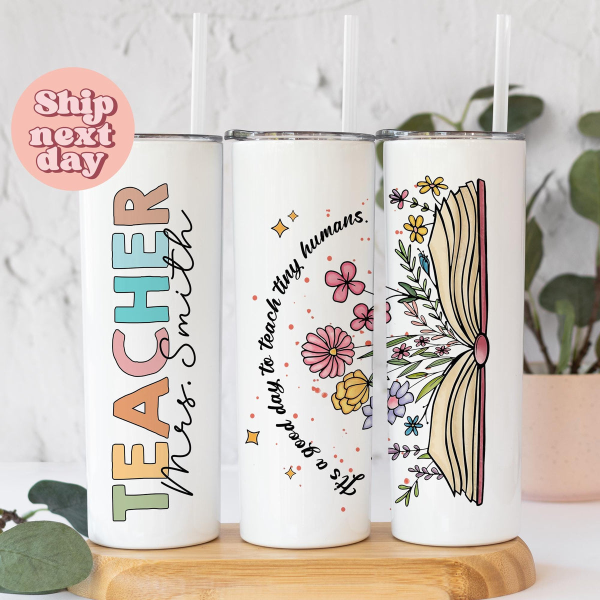 Personalized Teacher Tumbler Custom Name Floral Design Cup Teacher Appreciation Gift Teach Tiny Humans Tumbler Custom Teacher Gift Graphic Tee – Cozy Vibes · Top Pick For Any Outfit