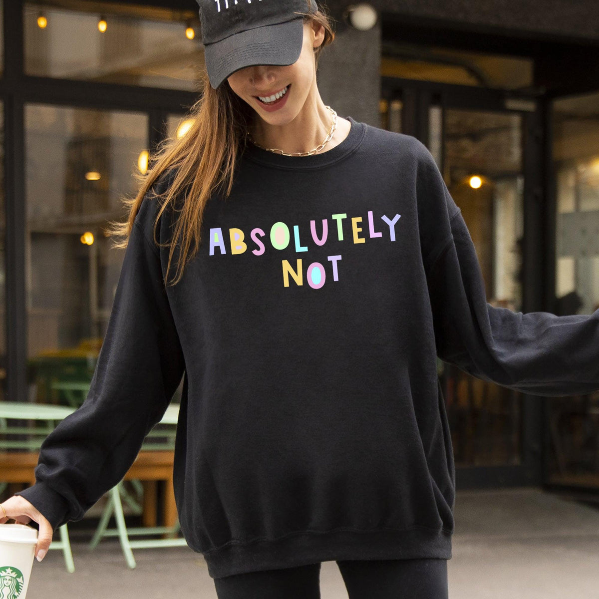 Absolutely Not Sweatshirt Positivity Funny Sarcastic Mom Gift Mental Health Colorful Pastel Crewneck Crew Neck Sweatshirt Sweatshirt – Warm & Stylish · Perfect For Daily Wear