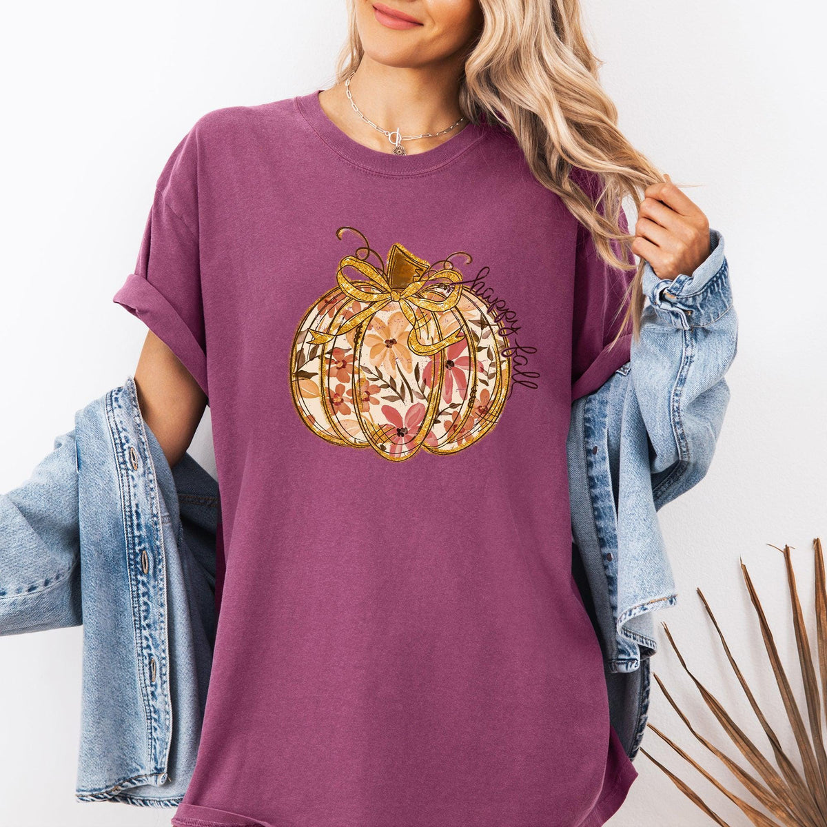 Floral Pumpkin Happy Fall Flowers Autumn Thanksgiving Tshirt Comfort Colors Tee Gift Garment Dyed Graphic Tee – Feel-Good Design · Top Pick For Any Outfit