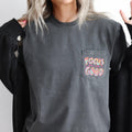 Focus On The Good Retro Pocket Positivity Mental Health Pocket Tee Comfort Colors Tshirt Pocket Print Gift Graphic Tee – Bold Style · High-Quality Print