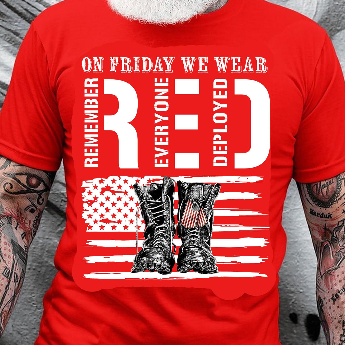 On Friday We Wear Red Sweatshirt We Wear Red Remember Everyone Deployed Sweatshirt US Flag Sweatshirt American Flag Us Veteran Sweatshirt Sweatshirt – Feel-Good Design · Trending Graphic Apparel