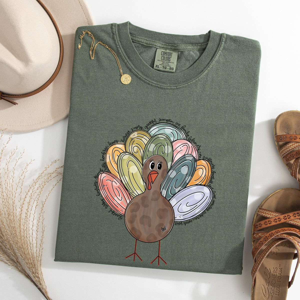 Thanksgiving Turkey Cute Autumn Words Tshirt Comfort Colors Tee Gift Garment Dyed Graphic Tee – Easygoing Wear · Top Pick For Any Outfit