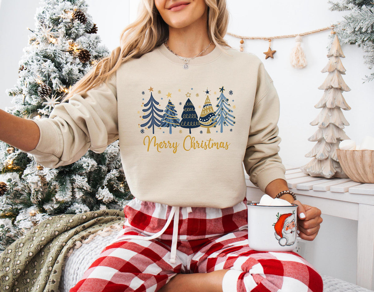 Christmas Sweatshirt Christmas Trees Shirt Womens Christmas Sweater Christmas Crewneck Pullover Christmas Tree Sweaters Holiday Apparel Sweatshirt – Bold Style · Perfect For Daily Wear