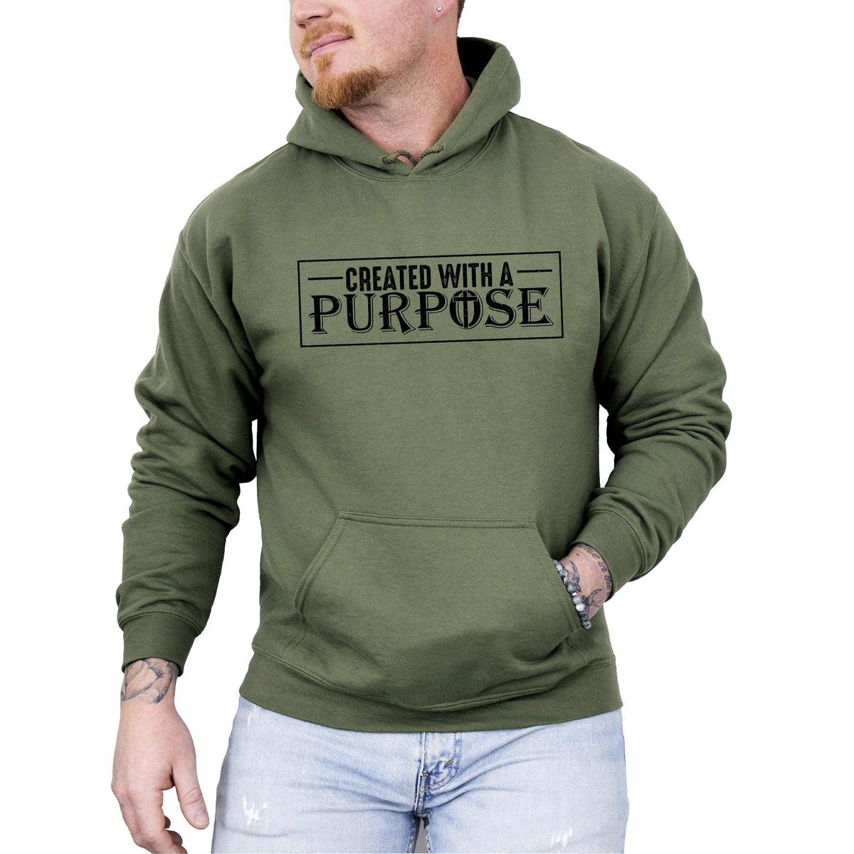 Created With A Purpose Faith Christian Jesus Gospel Religious Hoodie Hooded Sweatshirt Hoodie – Soft Feel · Perfect For Daily Wear