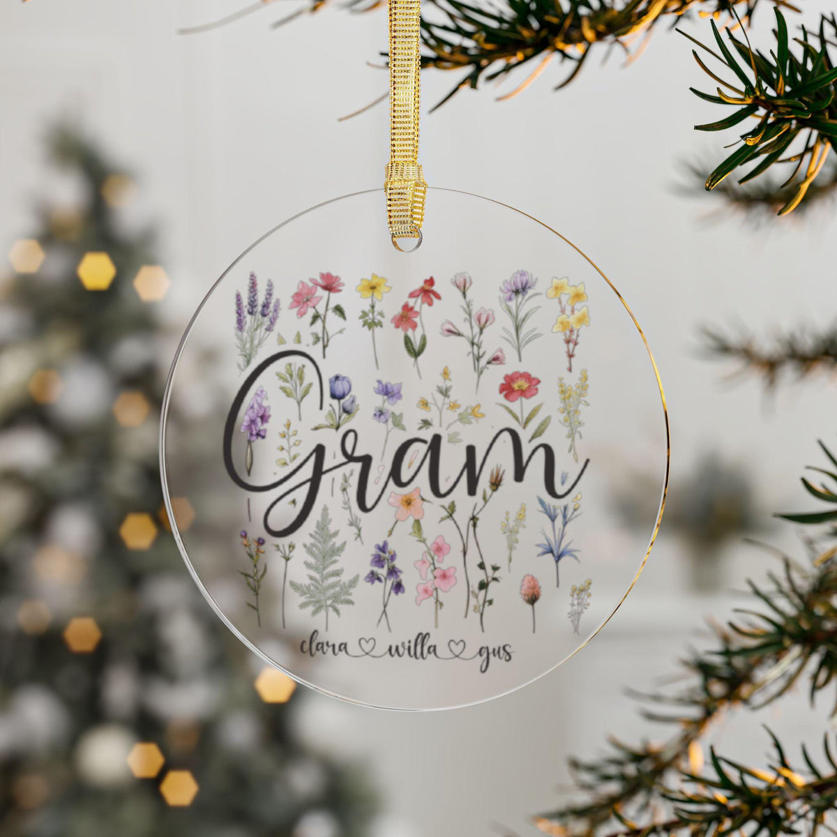Gram Clear Acrylic Ornament Gram Ornament First Christmas as a Gram Gram Ornament with Kids Names Personalized Gram Ornament Gram Gift Graphic Tee – Everyday Comfort · High-Quality Print