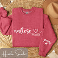 Maltese Mom Sweatshirt Personalized Maltese Shirt with Dog Names on Sleeve Gift for Maltese Lover Custom Maltese Mom Sweatshirt Sweatshirt – Cozy Vibes · Trending Graphic Apparel