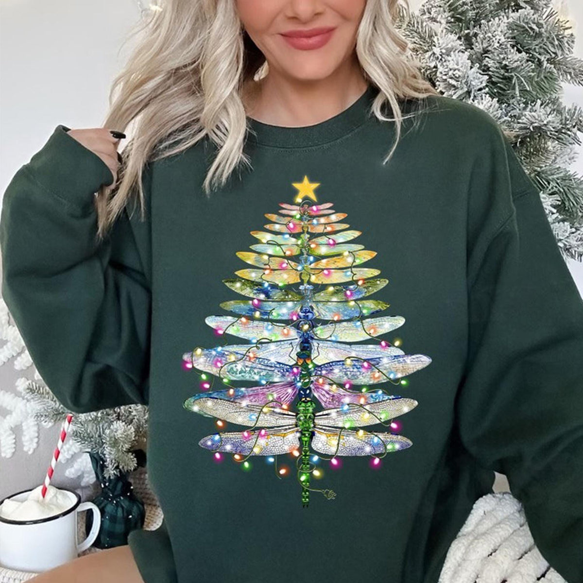 Dragonfly Christmas Light Shirt Dragonfly Christmas Tree Dragonfly Lover Shirt Dragonfly Gift Graphic Tee – Easygoing Wear · Perfect For Daily Wear