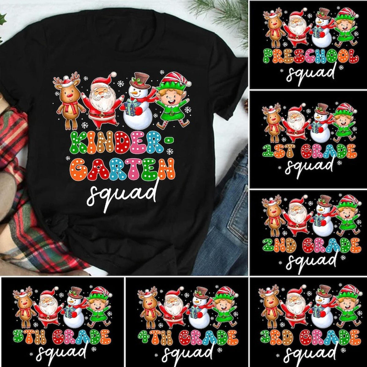 Custom Teacher Grade Christmas Teacher Squad Sweatshirt Teacher Christmas Gift First Second Third Grade Squad Shirt Christmas School Tee Sweatshirt – Easygoing Wear · Perfect For Daily Wear