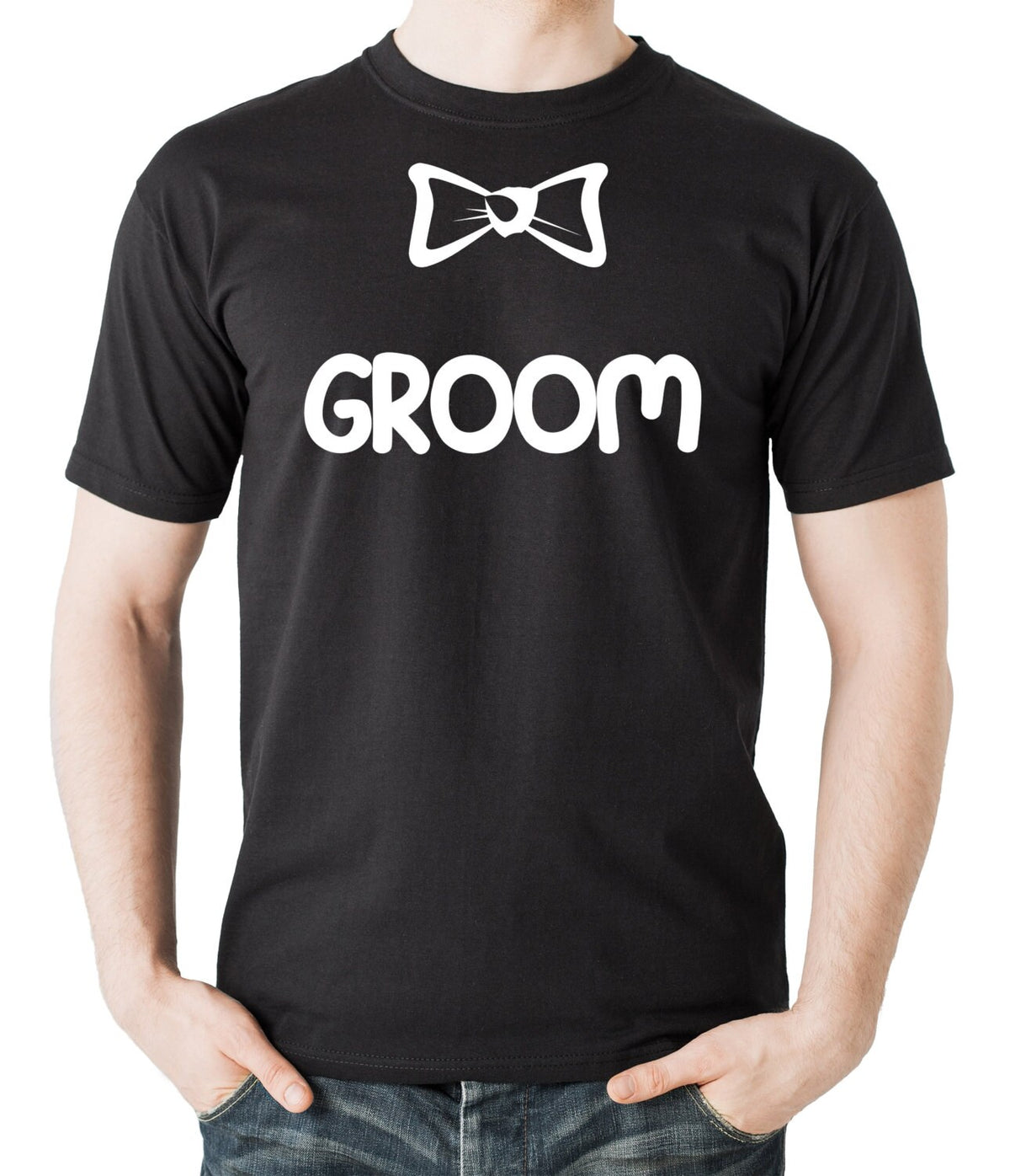 Groom with bow Tie T shirt engagement wedding Tee shirt Groom shirt Graphic Tee – Soft Feel · High-Quality Print