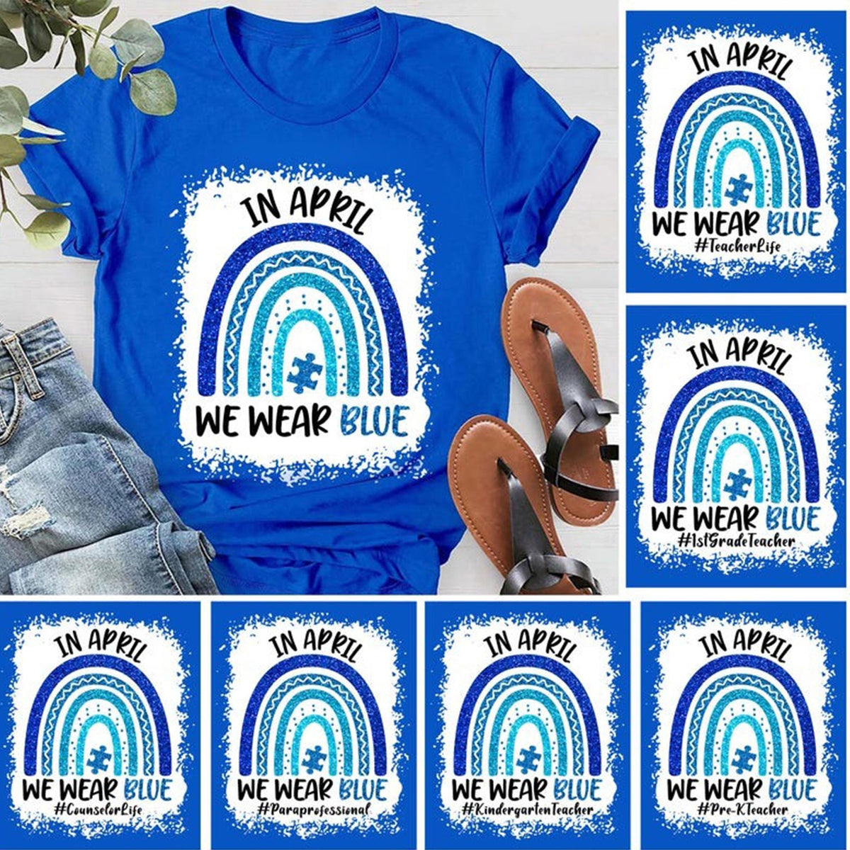 Personalized I Wear Blue For Autism Awareness Teacher T Shirt Custom Autism Puzzle Shirt Autism Awareness Support Gift Gift For Autism Graphic Tee – Feel-Good Design · Trending Graphic Apparel