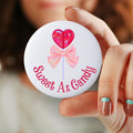 Sweet As Candy Valentine39s Pin Valentines Day Button Heart Lollipop Pin Coquette Pin Pink Bow Pin Valentines Day Gift Graphic Tee – Premium Graphic · Great Gift For Fans