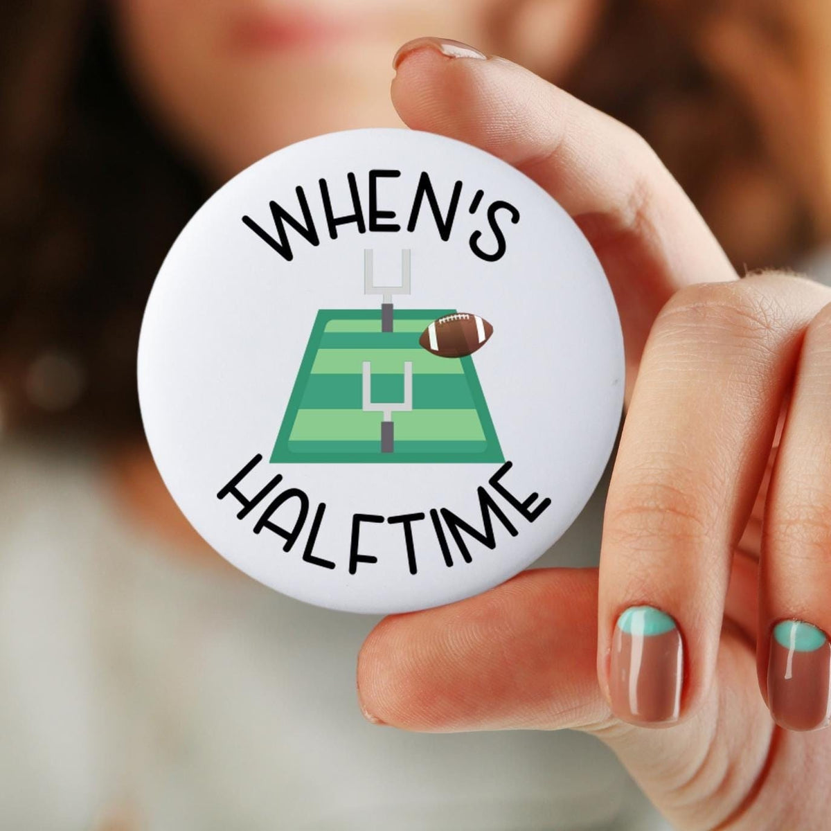 When39s Halftime Football Tailgate Pin Buttons 3quot Tailgate Pins College Game Day Pins SEC Football Graphic Tee – Cozy Vibes · Top Pick For Any Outfit