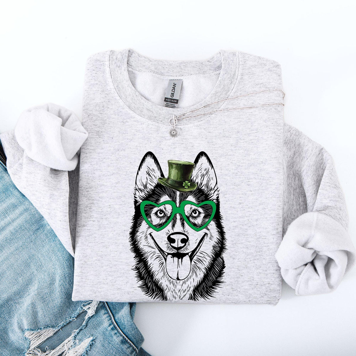 Husky Adorable Dog St Patrick39s Day Lucky Irish Sweatshirt Crewneck Crew Neck Sweater Sweatshirt – Feel-Good Design · Top Pick For Any Outfit