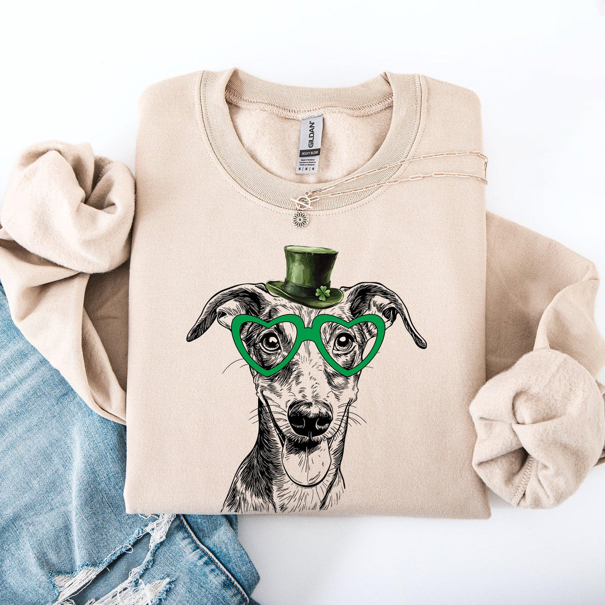 Greyhound Adorable Dog St Patrick39s Day Lucky Irish Sweatshirt Crewneck Crew Neck Sweater Sweatshirt – Soft Feel · Perfect For Daily Wear