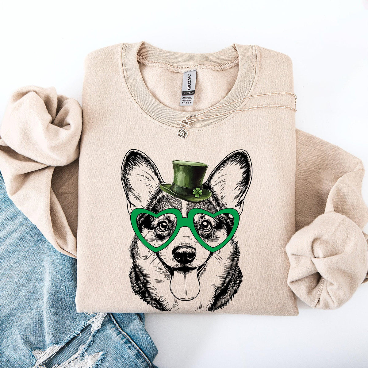 Corgi Adorable Dog St Patrick39s Day Lucky Irish Sweatshirt Crewneck Crew Neck Sweater Sweatshirt – Easygoing Wear · Top Pick For Any Outfit