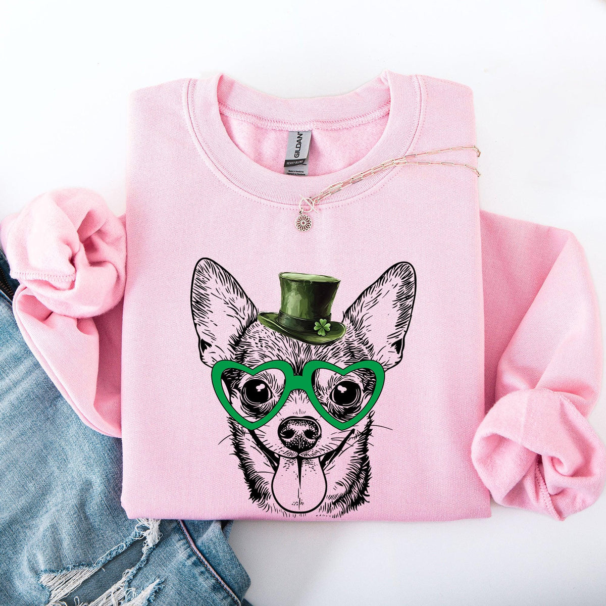 Chihuahua Adorable Dog St Patrick39s Day Lucky Irish Sweatshirt Crewneck Crew Neck Sweater Sweatshirt – Aesthetic Look · Trending Graphic Apparel